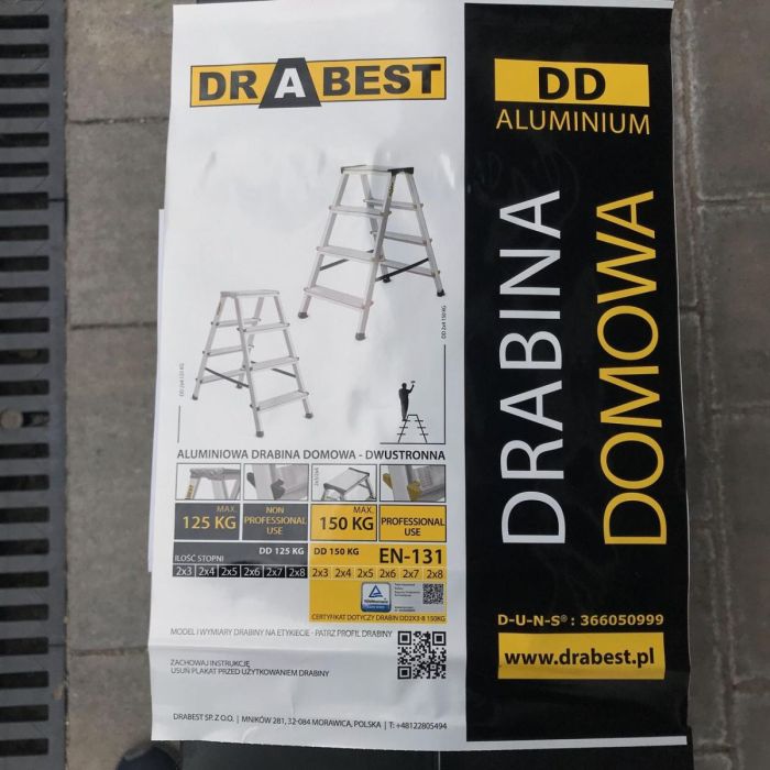 Двостороння алюмінієва драбина Drabest BASIC 2х6 125 кг