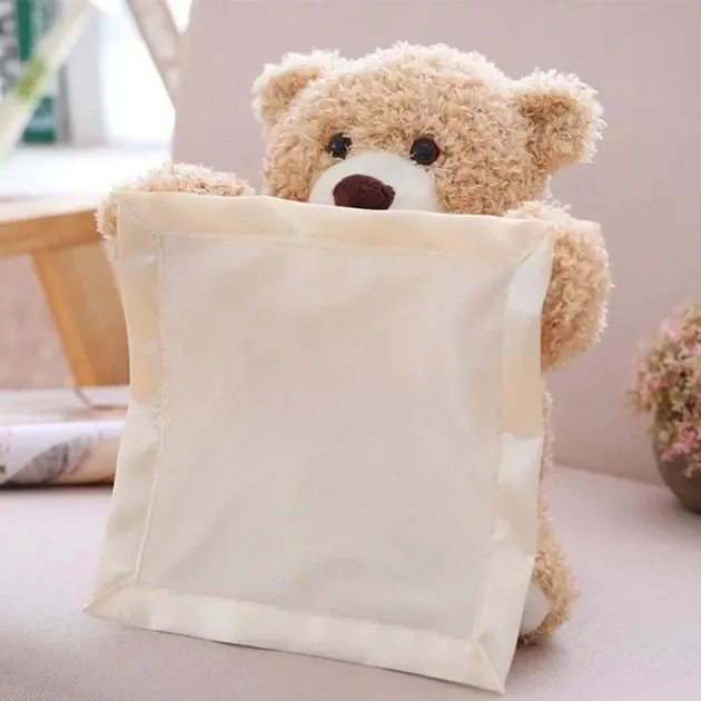 Дитяча інтерактивна плюшева іграшка для малюка Мишка Пікабу Peekaboo Bear Brown 30 см Коричневий