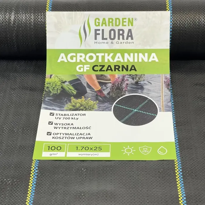 Агротканина чорна 100 г/м2, 1,7м х 25 м. GARDEN FLORA агротканина проти бур'янів 