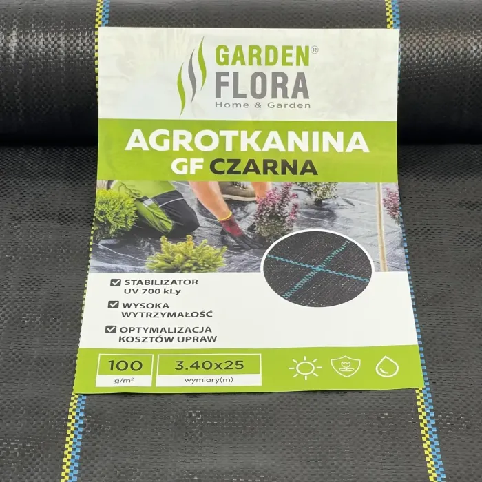 Агротканина чорна 100 г/м2, 3.4м х 25 м. GARDEN FLORA агротканина проти бур'янів 