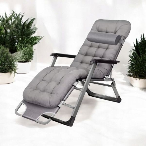 Садовый шезлонг тканевый + матрас IdealGarden CT-SF02-LG-G Серый