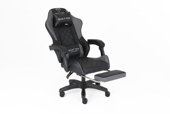 Комп‘ютерне крісло із підставкою для ніг CARBON Quattro Gaming Чорно-сірий
