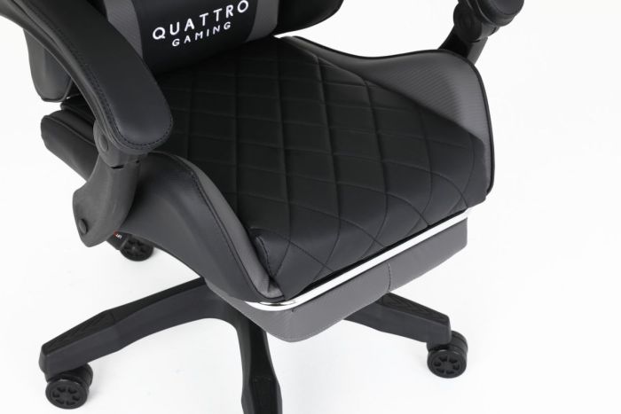 Комп‘ютерне крісло із підставкою для ніг CARBON Quattro Gaming Чорно-сірий