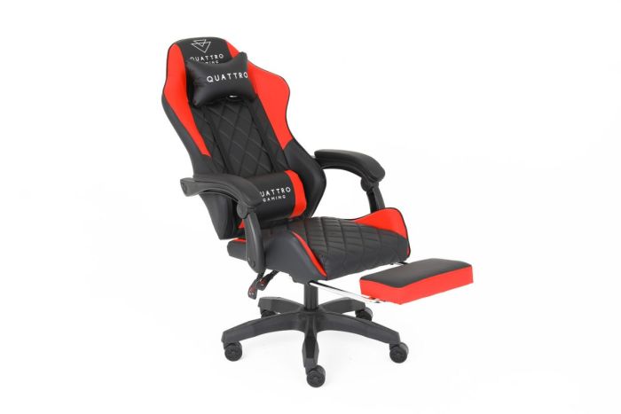 Комп‘ютерне крісло із підставкою для ніг CARBON Quattro Gaming Чорно-червоний