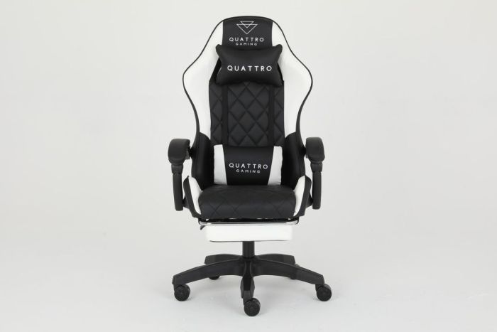 Комп‘ютерне крісло із підставкою для ніг CARBON Quattro Gaming Чорно-білий