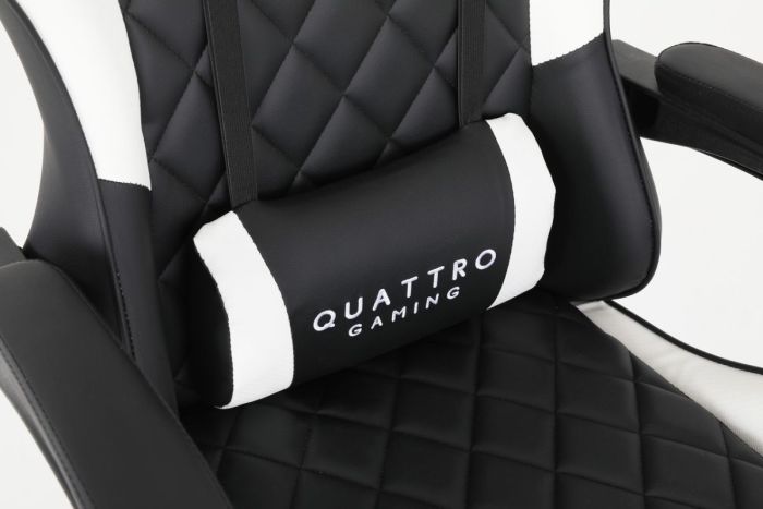 Комп‘ютерне крісло із підставкою для ніг CARBON Quattro Gaming Чорно-білий