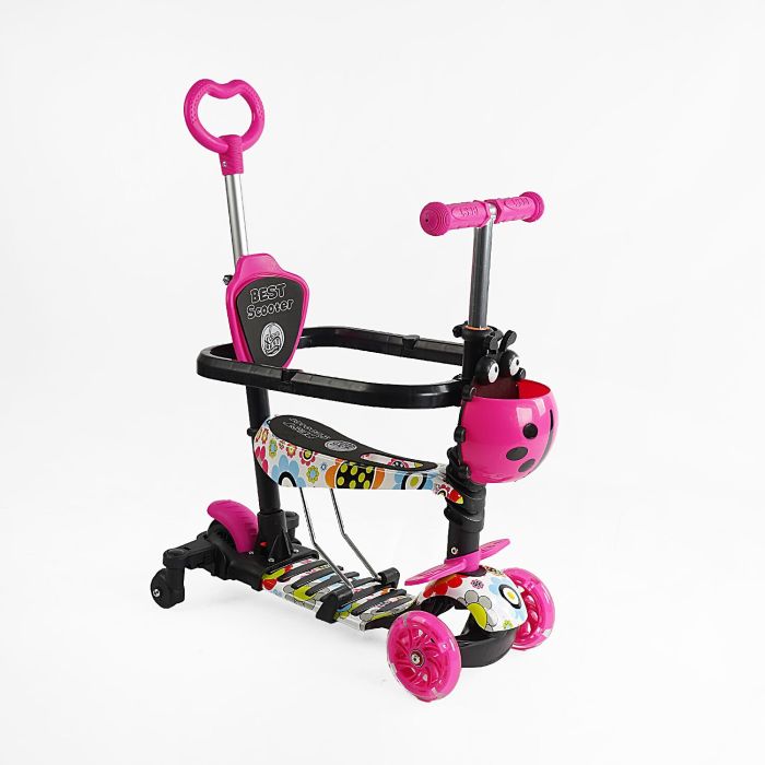 Самокат 5в1 LS-75160 (1) Best Scooter, з ДОД. КОЛЕСАМИ, захисний бампер, PU колеса зі світлом, в коробці
