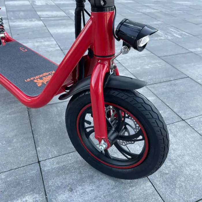 Электросамокат KUGOO С1 500W 11Ah красный, с сидением и усиленной корзинкой