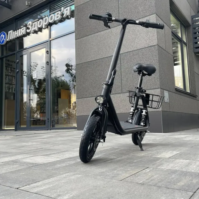 Електросамокат KUGOO С1 500W 11Ah чорний, з сидінням та посиленим кошиком