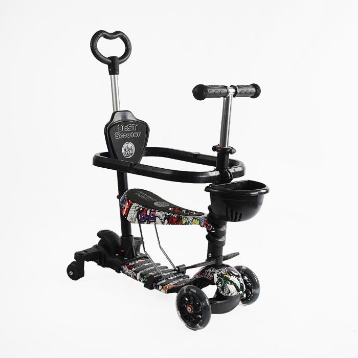 Самокат 5в1 LS-82755 (1) Best Scooter, з ДОД. КОЛЕСАМИ, захисний бампер, PU колеса зі світлом, в коробці